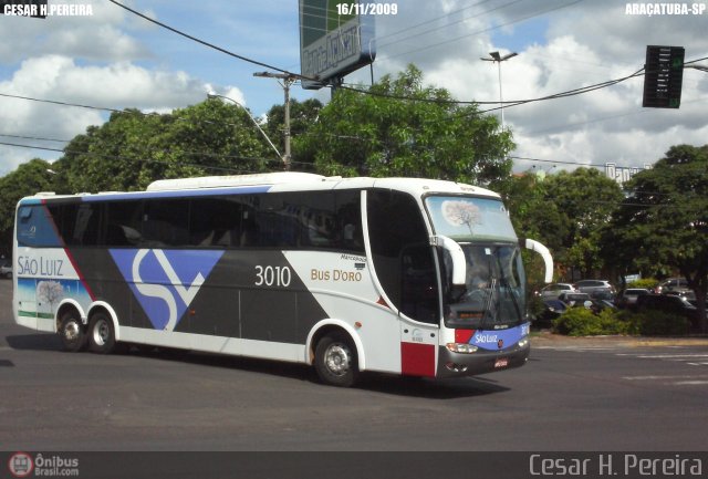 Viação São Luiz 3010 na cidade de Araçatuba, São Paulo, Brasil, por Cesar H. Pereira. Número da foto: #48528.