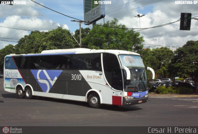 Viação São Luiz 3010 na cidade de Araçatuba, São Paulo, Brasil, por Cesar H. Pereira. ID da foto: 48528.