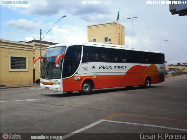 Rápido D´Oeste 3680 na cidade de São José do Rio Preto, São Paulo, Brasil, por Cesar H. Pereira. Número da foto: #50682.