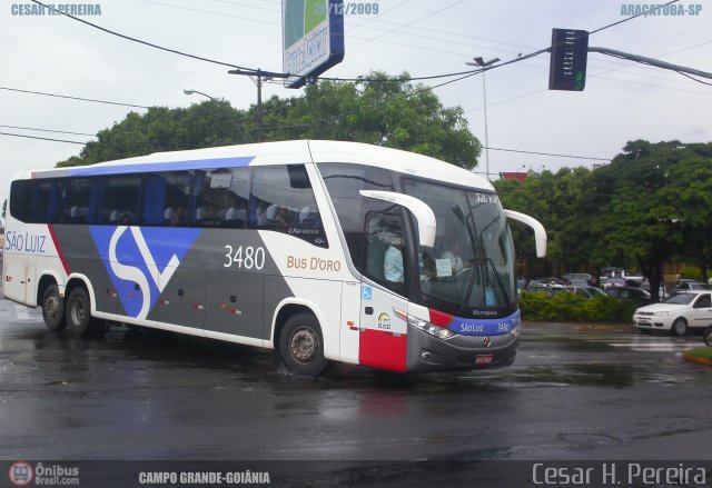 Viação São Luiz 3480 na cidade de Araçatuba, São Paulo, Brasil, por Cesar H. Pereira. Número da foto: #62943.