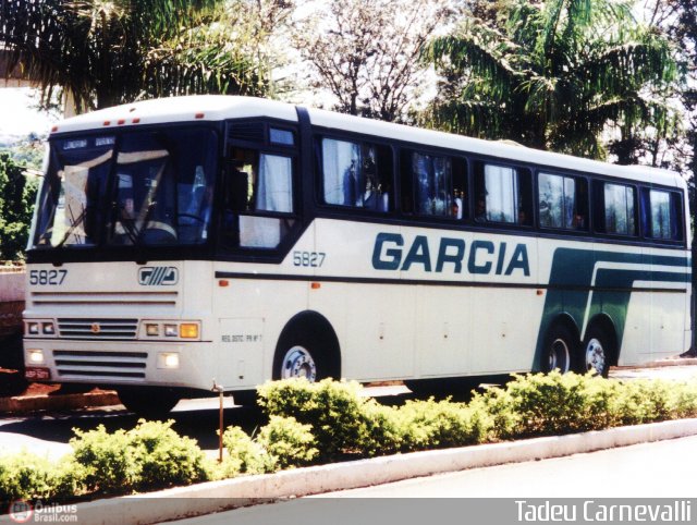 Viação Garcia 5827 na cidade de Cornélio Procópio, Paraná, Brasil, por Tadeu Carnevalli. Número da foto: #3051.