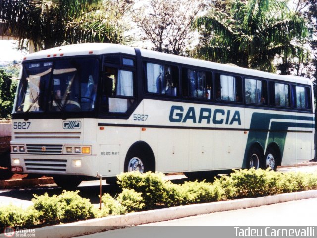 Viação Garcia 5827 na cidade de Cornélio Procópio, Paraná, Brasil, por Tadeu Carnevalli. ID da foto: 3051.