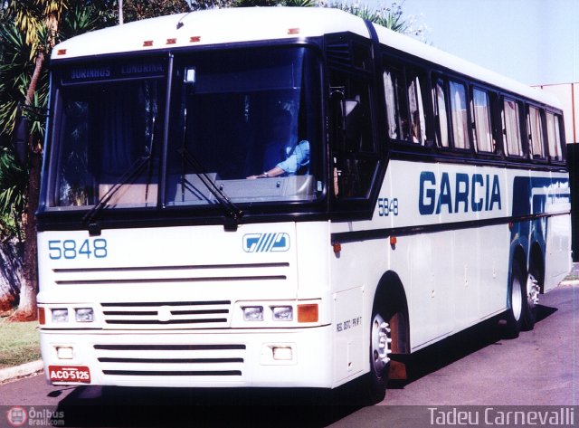 Viação Garcia 5848 na cidade de Ourinhos, São Paulo, Brasil, por Tadeu Carnevalli. Número da foto: #3063.