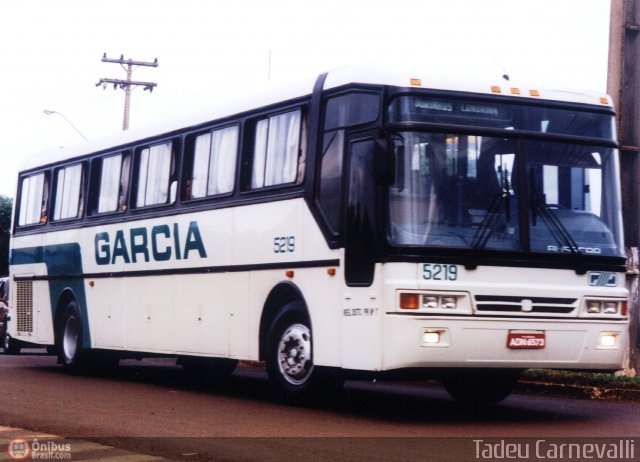 Viação Garcia 5219 na cidade de Cornélio Procópio, Paraná, Brasil, por Tadeu Carnevalli. Número da foto: #3961.