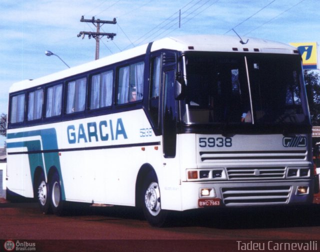 Viação Garcia 5938 na cidade de Cornélio Procópio, Paraná, Brasil, por Tadeu Carnevalli. Número da foto: #3947.