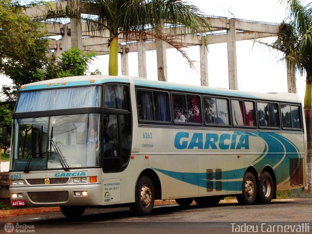 Viação Garcia 6263 na cidade de Cornélio Procópio, Paraná, Brasil, por Tadeu Carnevalli. ID da foto: 5942.