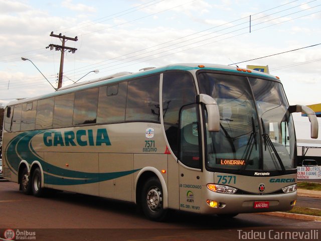 Viação Garcia 7571 na cidade de Cornélio Procópio, Paraná, Brasil, por Tadeu Carnevalli. ID da foto: 5978.