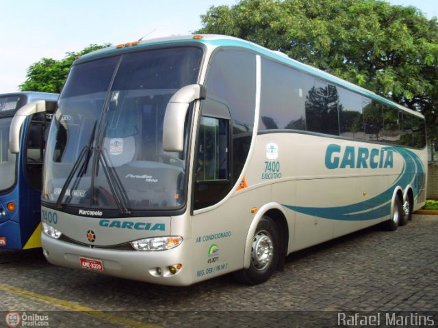 Viação Garcia 7400 na cidade de Londrina, Paraná, Brasil, por Rafael Martins. Número da foto: #20956.